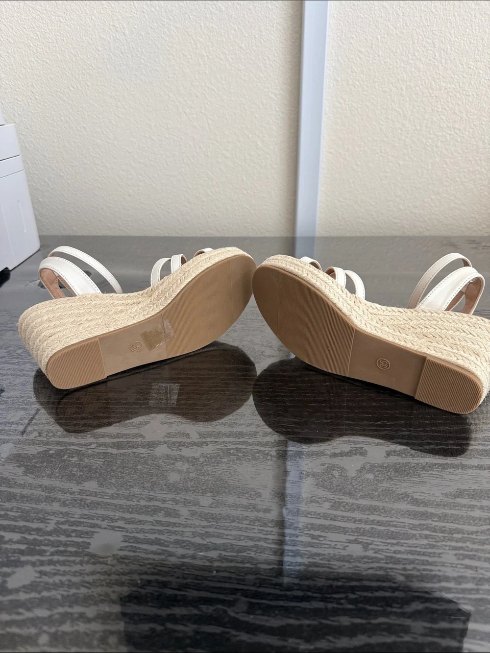 Women’s White Espadrille Wedge Sandals with Ankle Strap